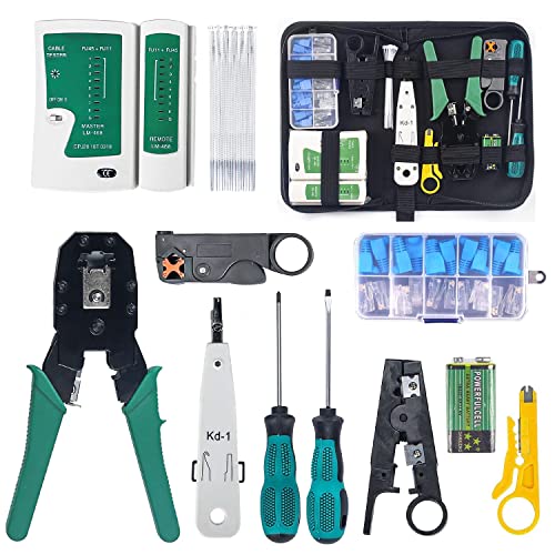 MIAOKE 13 in 1 Kit d'outils de réseau, Testeur de Network Réseau Cable Kits d'outils de Réparation d'Ordinateur, Réseau Ensemble d'Outils Approprié au Bricolage, au Ménage, à l'Usine Cover