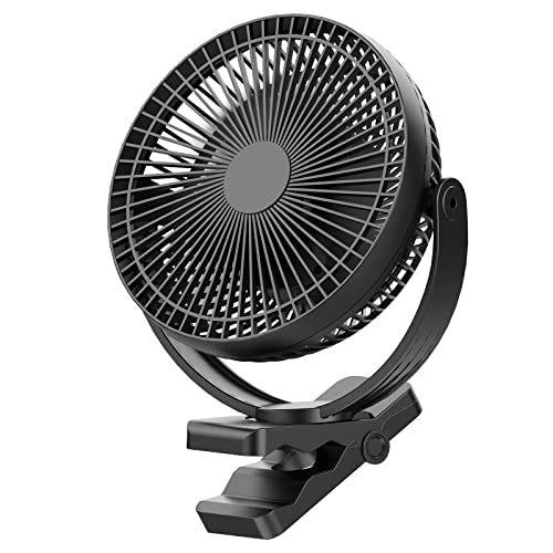 USB Desk Fan, Rechargeable Portable Fan, 8Inch Clip on Fan, 4 Speeds