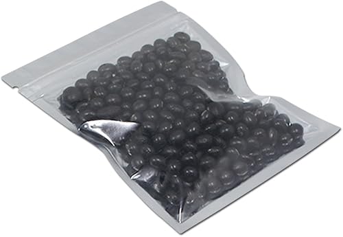 Miniatura 10 de 100 unidades de Mylar brillante con cierre de cremallera, bolsa de almacenamiento de alimentos, bolsa hermética de papel de aluminio con ventana