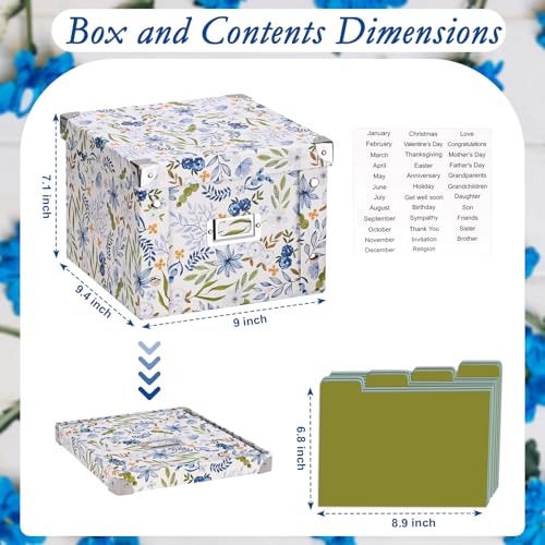 Image of Greeting Card Storage Box Collapsible Card Organizer with 16 Dividers and Sticker Greeting Card Keeper for Holiday Birthday Photos Recipes Envelopes Large Cards Crafts Scrapbooking