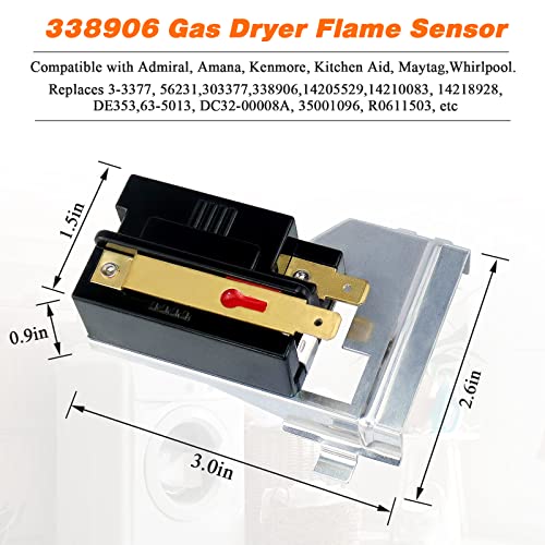 Blutoget 338906&279834&279311 338906 Gas Dryer Flame Sensor 279834 Gas Valve Solenoid Coils 279311 Igniter Kit thumb #2