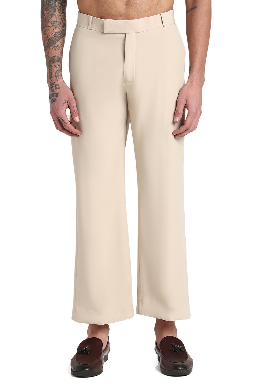 showoffff Men's Cream Solid Flared Formal Trousers-AF8-Flair-Toshiba_Cream-picture-45