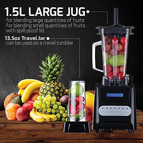 OVENTE-Kitchen-Countertop-Blender-with-Dispenser-Stainless-Steel-Blade-15L-BPA-Free-Portable-Easy-Clean-Jar-1000-Watt-Base-Powered-Electric-Mixer-for-Smoothie-Protein-Shakes-Black-BLH1000B