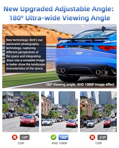 Image of AHD 1080P Backup Camera 【180 Wide View Angle】 Reversing Rearview Camera Adjustable Angle Night Vision IP69 Waterproof Front /Side /Rear View Camera for Universal Car Vehicle SUV Trucks RV