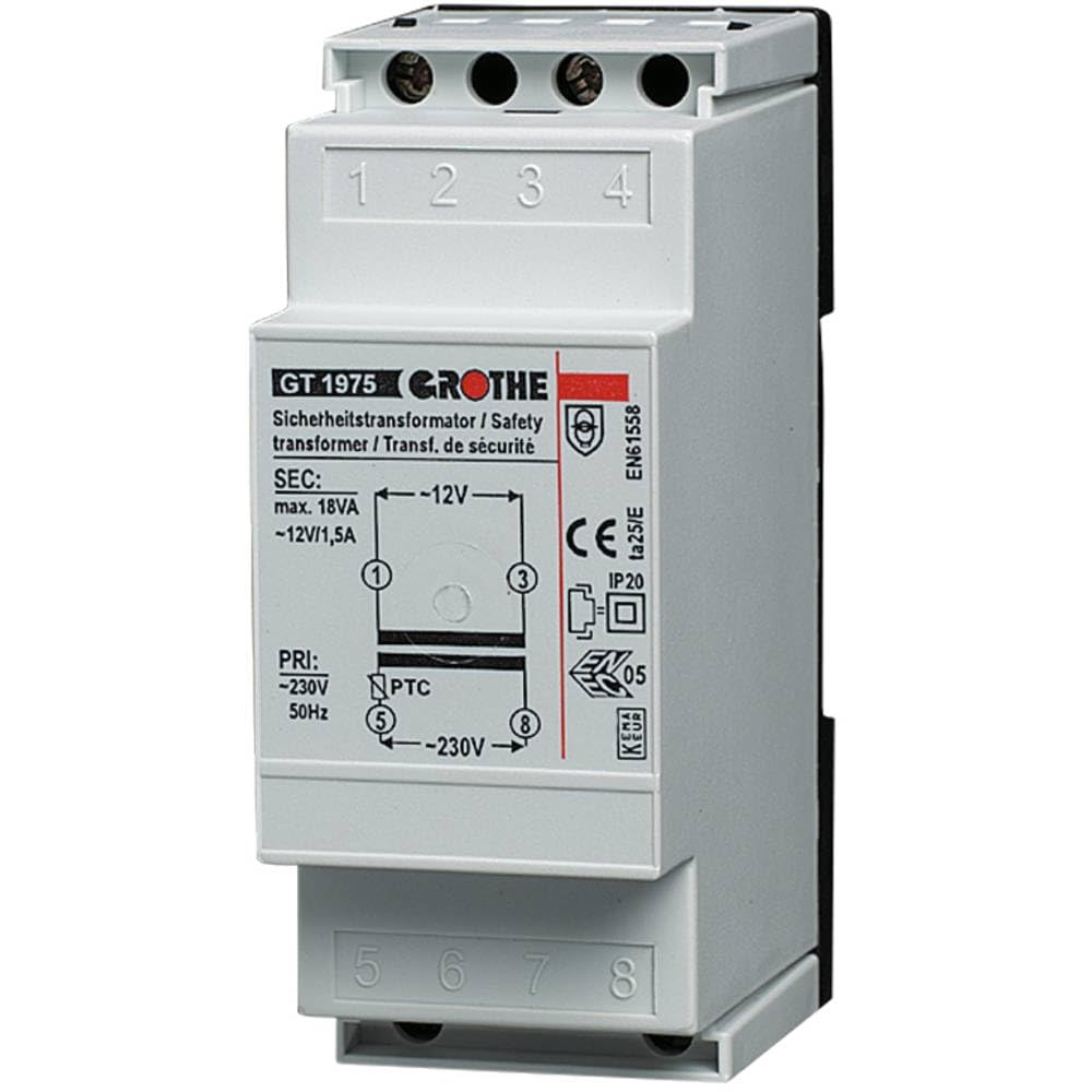 Grothe Klingel Transformator 12 V AC, 1,5 A, GT 1975, 1512019