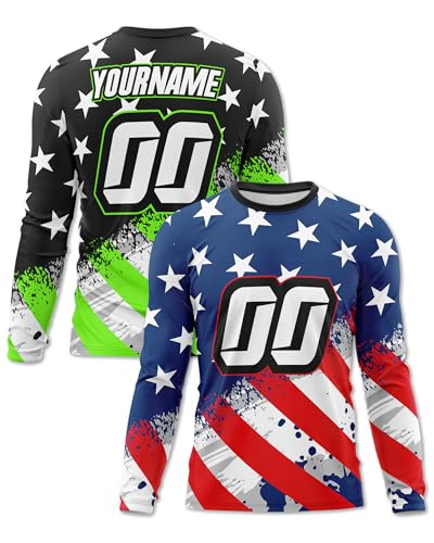 Command Custom USA Personalized Racing Jersey for Adult, Youth, and Toddler, Long Sleeve | Motocross Shirt | BMX Name, Number