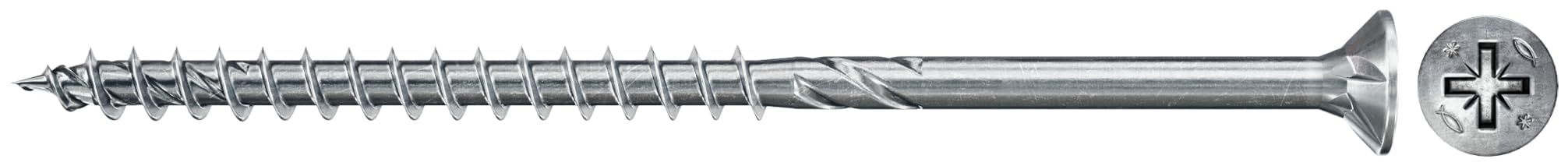 fischer 670230 FPF Power-Fast II 4.0 x 70mm Chipboard Wood Screws, Countersunk Head with Phillips, Partial Thread, Galvanised Blue Passivated, Box of 200