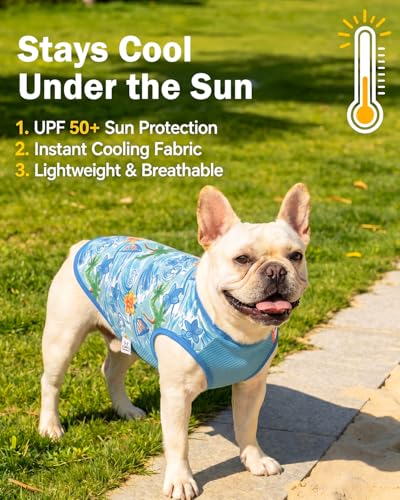Image of CuteBone Mesh Panel Dog Tank Top - Breathable Dual-Fabric Pet Vest Lightweight Summer Small Dog Shirts - Keep Your Pets Cool, Sun-Protected Outdoors
