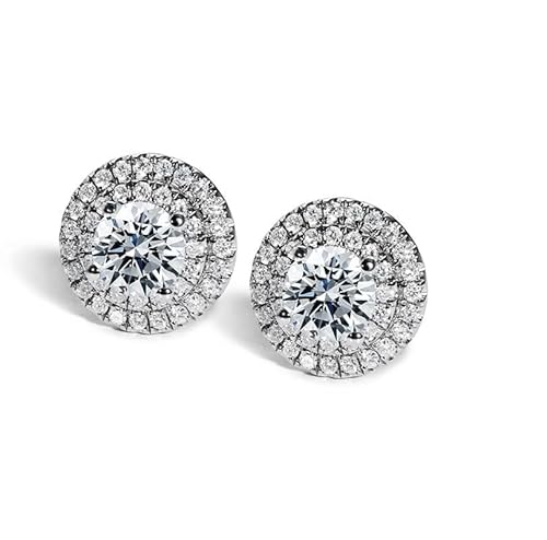 Customize Jewel IGI 8.50 CTW Round Cut Lab Created Diamond Double Halo Stud Push Screw Back Earrings In 14k Gold For Women,F-VS, Medium, Created Diamond 14k Gold Gemstone, Created Diamond
