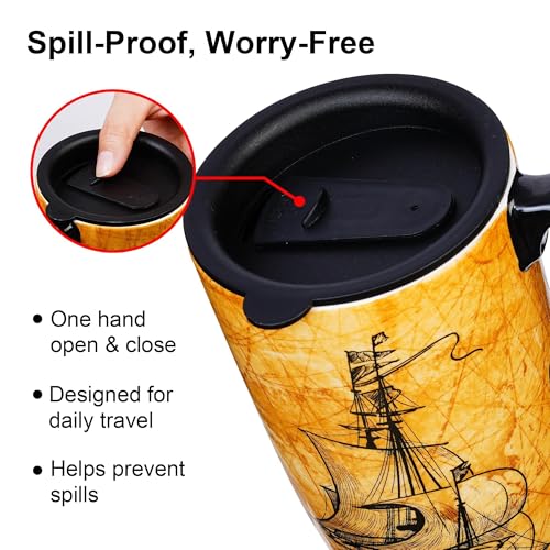 Taza de cerámica para viaje Topadorn 17oz con tapa y asa miniatura 3