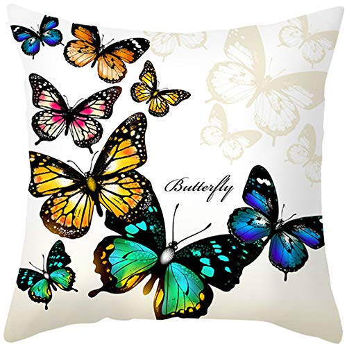 Lieson Housse de Coussin 40x40, Coussin Decoration Canapé Noir Orange Vert Coussin Déco Papillons, Polyester