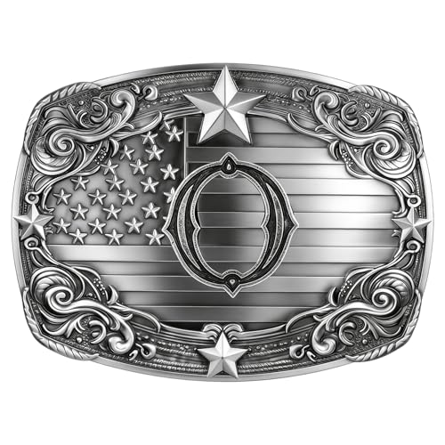 Image of Western Belt Buckle for Men Vintage Cowboy Rodeo Texas Initial Letter ABCDJMR to Z Belt Buckles