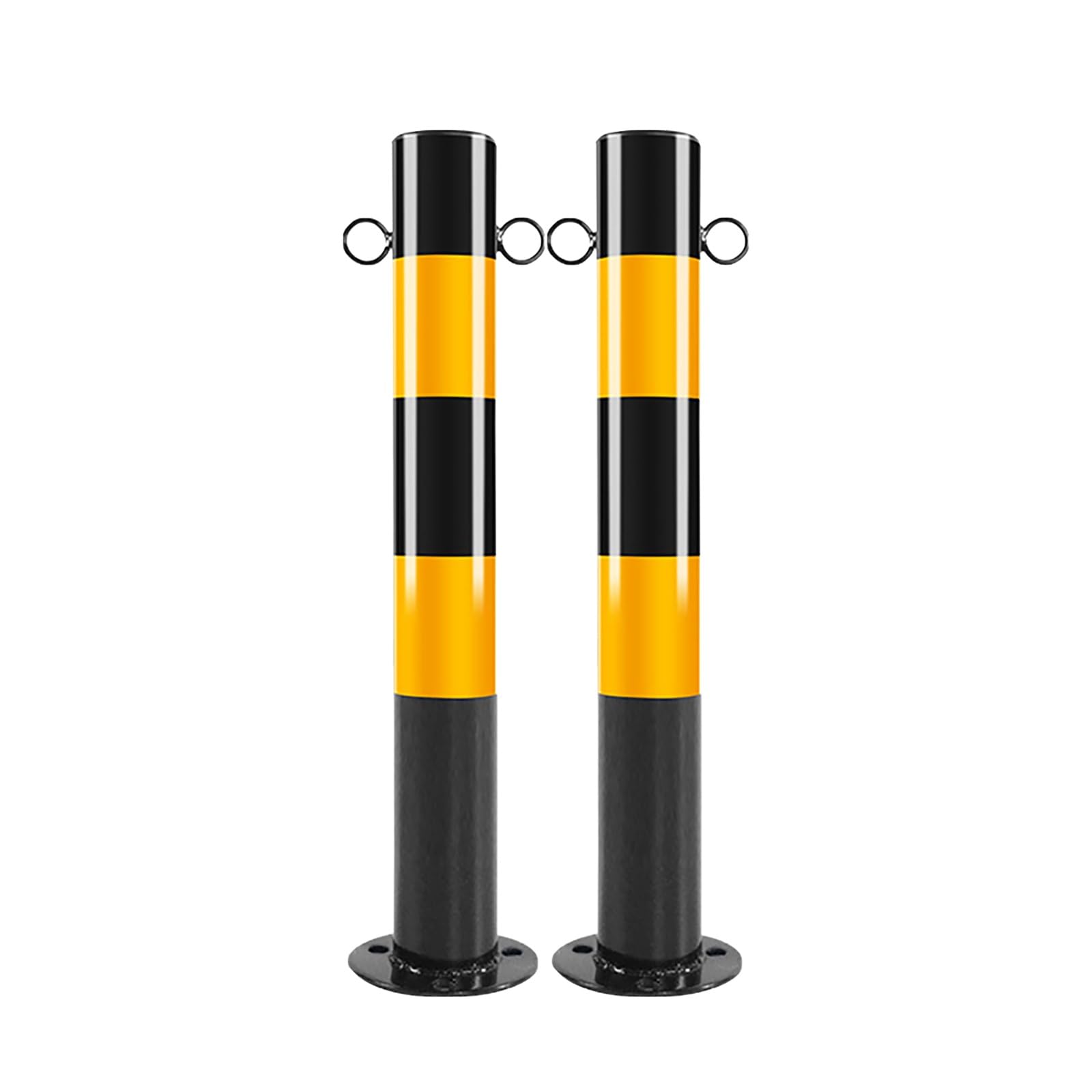 YNBSHGAA Reflective Traffic Safety Bollards with Anchor Bolts for Driveway and Parking Control Solutions,2pcs - Yellow-600mm/23.6in