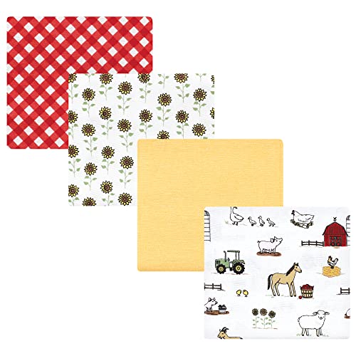 Image of Hudson Baby Unisex Baby Cotton Flannel Receiving Blankets, Girl Farm, One Size