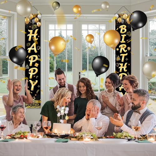 Image of Birthday Decorations Banner, Happy Birthday Door Sign for Men Women Boys Girls Ideal Birthday Decorations Party Supplies Outdoor Indoor 72 x 12 Inch