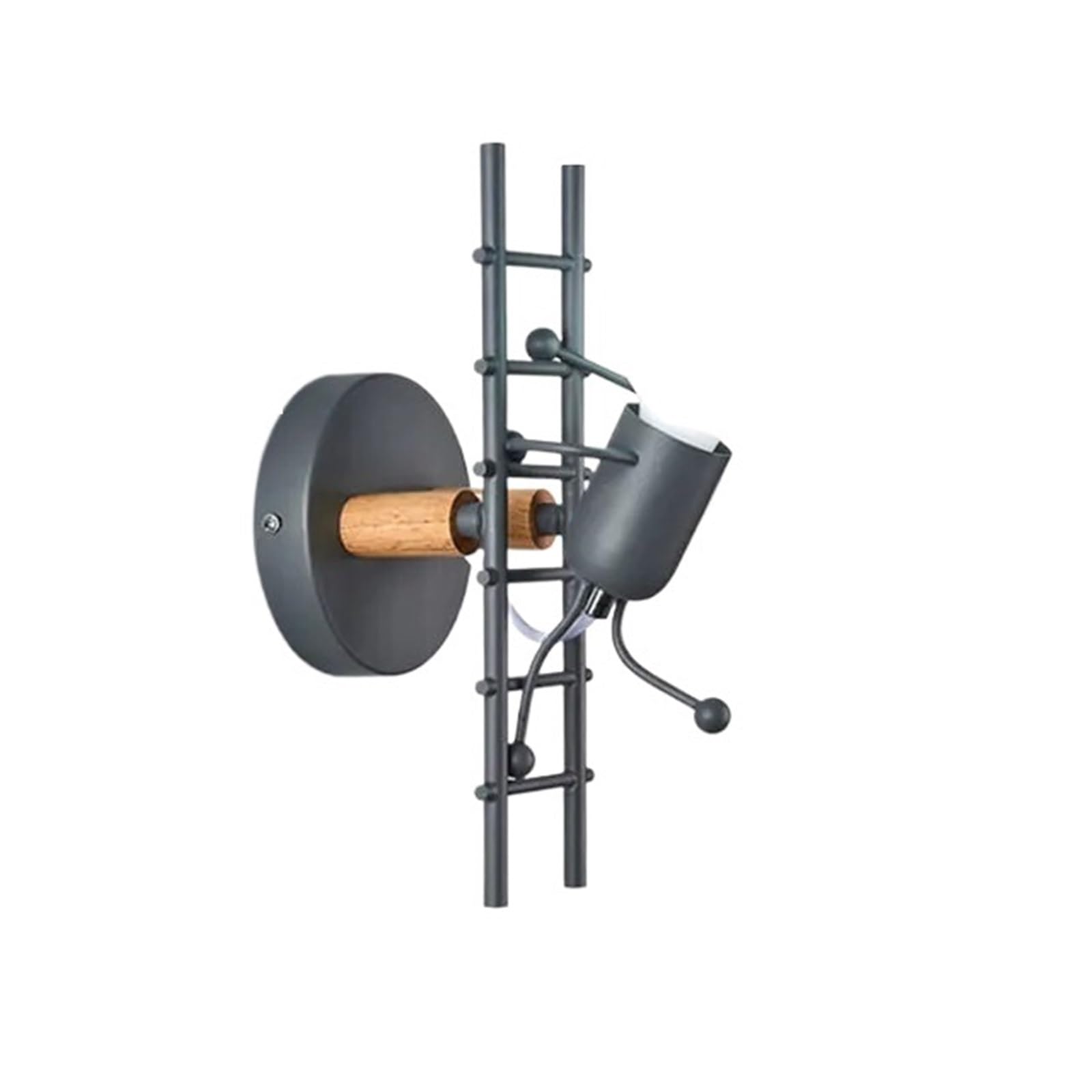 CUDTAPI Simplicity Matchstick Man Cartoon Wall Light, Children's Room Kitchen Dining Room Bed Room Foyer Study Balcony Aisle Wall Lamp(Ladder Gray)