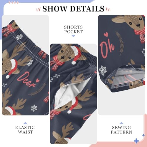 Oh Deer Love Heart Boys Long Pants Soft Trousers Elastic Waist Kids Lounge Bottoms with Pockets S-XL4