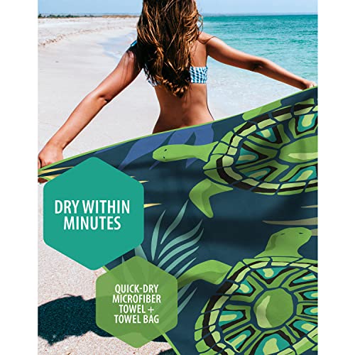 Venture 4Th Microfiber Beach Towel: Quick-Dry, Compact, Sand-Free, Absorbent, Sandproof And Lightweight - Perfect For Camping, Beach, And Roadtrips (Navy Turtle Design | 35X78 Inches) #TOP1