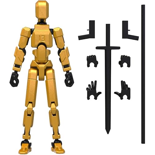 MerryXD T13 3D Action Figure,Assembly Completed Dummy Nova Titan Lucky 13 Action Figure 3D Printed Multi-Jointed Movable Toy Golden