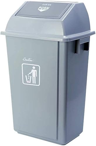 XFENG - Papelera grande para exteriores, impermeable, plástico protector solar, papelera para la fábrica de hoteles, cesta rectangular gris con tapa