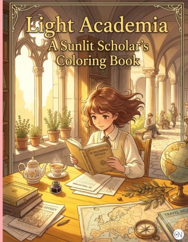 Light Academia: A Sunlit Scholar's Coloring Book: Aesthetic Vintage Libraries, Coffehouse Studies, and Museum Halls | Intricate Line Art Designs for Teens and Adults image 2