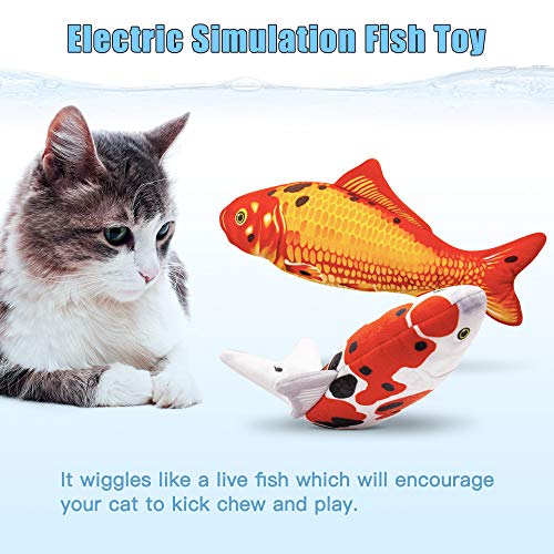 TOOGE 2 Pack 11" Floppy Fish Cat Toys with SilverVine and Catnip for Indoor Cats for Small Dogs Interactive Automatic Flopping Fish Cat Kicker Toys for Cats Puppy Small Dogs - Image 4