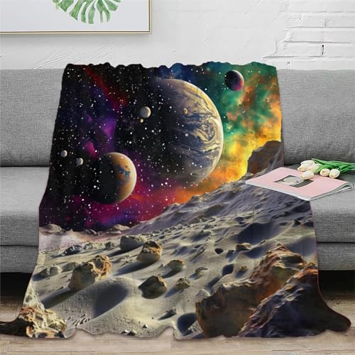 TIICZAAKL Planètes cosmiques Couverture en Flanelle Imprimée 3D Douce Confortable Respirante Couverture en Peluche pour Salon, Bureaua, Canapé, Lit, Enfant Adulte 40x50inch(100x130cm)