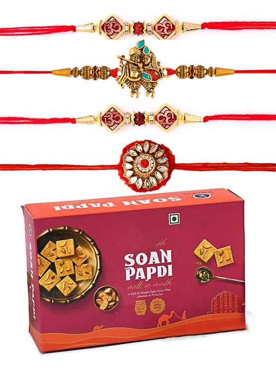 Rakhi for brother with soanpapdi sweet, 4 Set of rakhi with sweet for brother Gift Pack, Rakhi for Brother With greeting Card, Soanpapdi with Rakhi (B09CNHX7ZK) Amazon Price History, Amazon Price Tracker