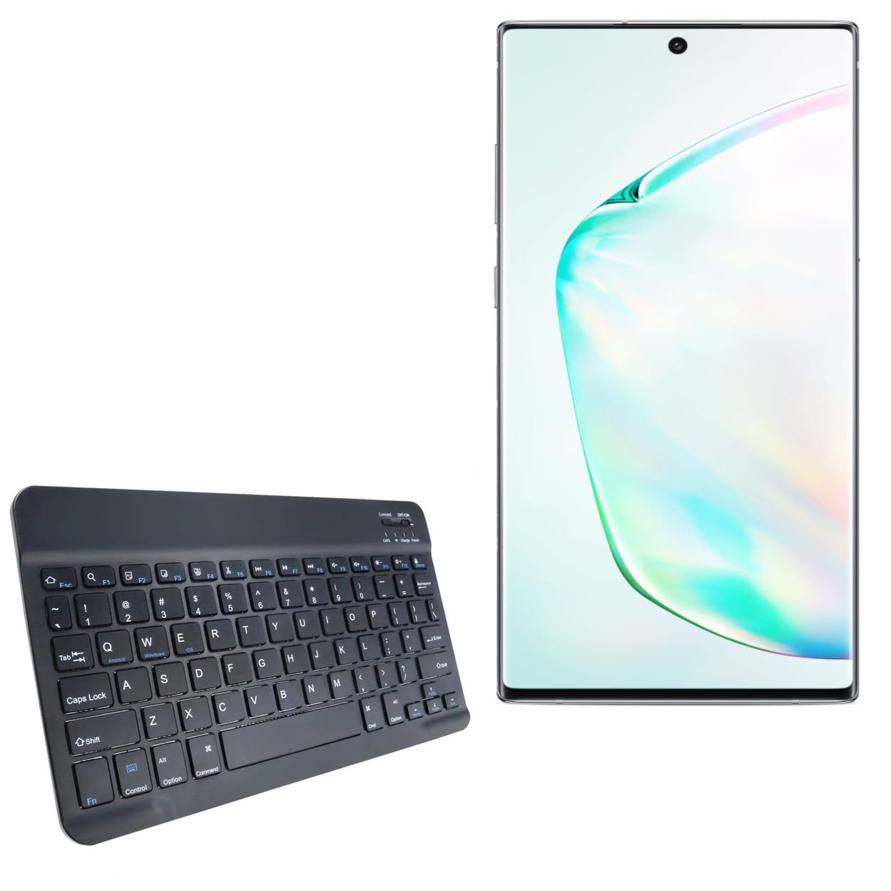 BoxWave Keyboard Compatible with Samsung Galaxy Note 10 Plus 5G - SlimKeys Bluetooth Keyboard, Portable Thin with Chiclet-Style Keys - Jet Black