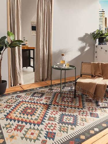 benuta Nest Tapis Mirena - Fibre synthétique - Convient à l'extérieur - Rectangulaire - Facile d'entretien - Pour salon, chambre à coucher, couloir,...