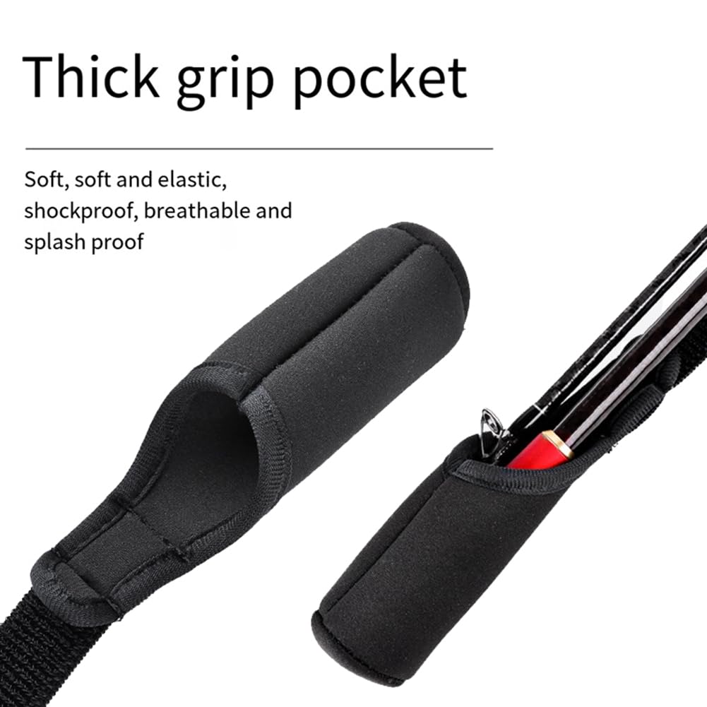 5 pièces de ceinture porte-canne à pêche 59 cm–130 cm Housses de canne à pêche Ceinture Protection de canne à pêche Couverture réglable pour tube de canne à pêche Installation facile