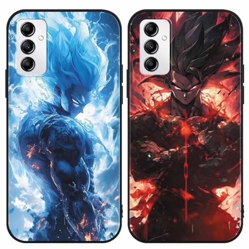[2 Piezas] Anime Funda para Samsung Galaxy S24 5G '', Cover Dragonball Z Super Saiyan DBZ Son Goku Patrón Fine Diseño Carcasa Anti-Choques Suave Negro TPU Protectora Case Animadas Fundas, Negro6