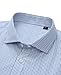 DEMEANOR Men's Plaid Button Down Shirts Long Sleeve Dress Shirts Cotton No Iron Regular Fit Office Gingham Tops Blue Grey L