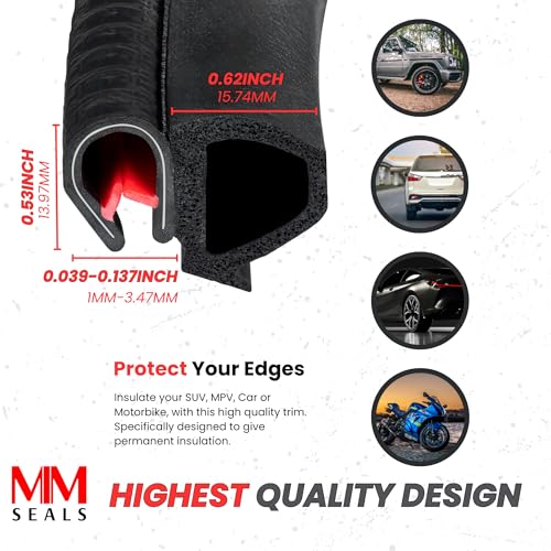 Door Rubber Seal Horizontal Bulb 0.62" Bulb Height x 0.039"-0.137" Grip Range x 0.53 U Height (13 Feet)