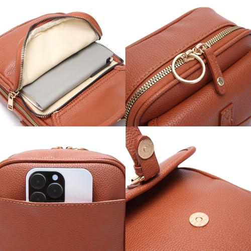 Forcipower Crossbody Bag, Crossbody Anti-Theft Leather Bag, Crossbody Wallet Phone Purse with Card Slots, RFID4