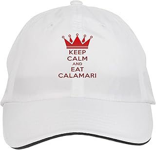 Makoroni - Keep Calm and EAT Calamari Hat Adjustable Cap, DesS88 White