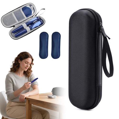 Borsa Termica per Insulina Portatile con 2 Gel Refrigeranti - Custodia per Penne da Insulina Compatta da Viaggio, Frigo per Medicinali e Farmaci Diabetici, Nero