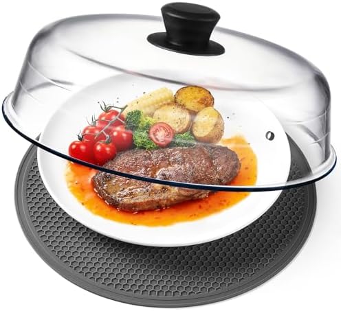 2 in 1, Glass Microwave Splatter Cover for Food & Microwave Place...