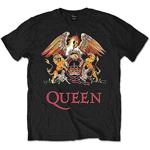 Queen 'Classic Crest' (Black) Kids T-Shirt (7-8 Years)