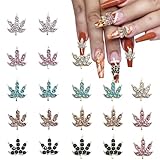 20 Pcs Fall Nail Charms Maple Leaf Nail Charms 3D Alloy Color Aurora Maple Leaves Nail Rhinestones Mix Luxury Crystal Sparkly Nail Gems Thanksgiving Nail Art Charms for Women Girls DIY Manicure Design