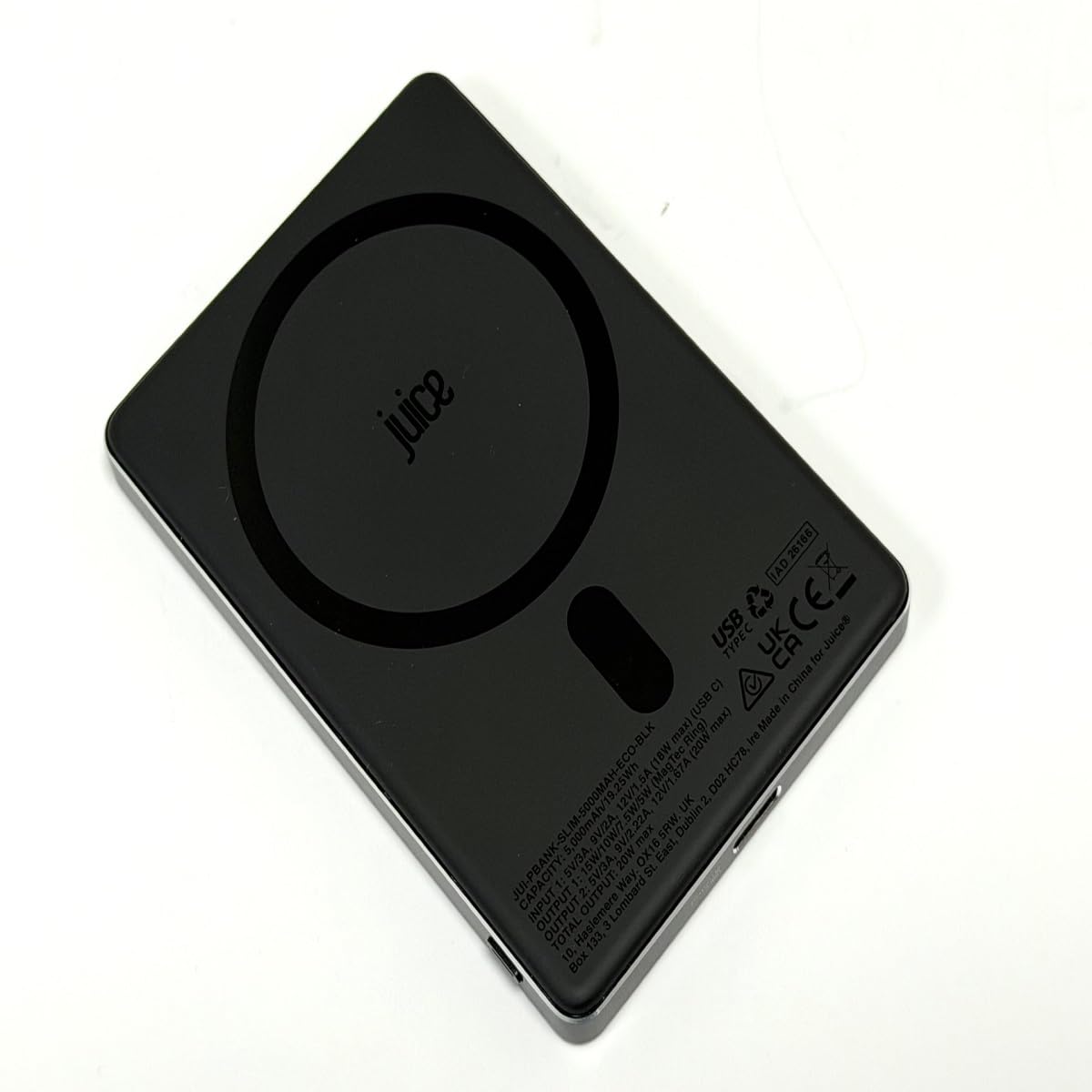 Juice Power Bank Slim 5.000 mAh Magnetico Wireless - Ricarica Wireless 15 W, Ricarica Rapida USB‑C, Batteria Portatile per iPhone & Dispositivi Qi - Nero