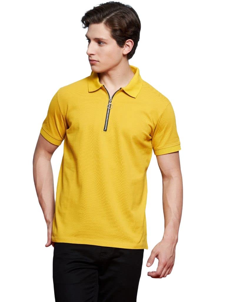 GRECIILOOKS VENSLOOKS Men’s Cotton Regular Fit Solid Polo Neck T-Shirt | Trendy Fashion Top for Men