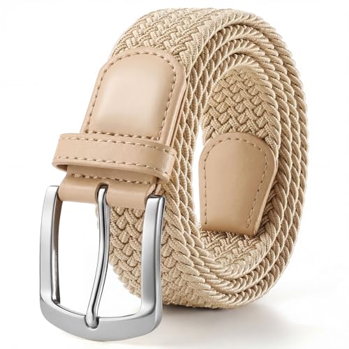 Image of SUOSDEY Men Stretch Braided Belt, Elastic Belt for Jeans Pants Casual Golf Belt 1 3 /8 inch