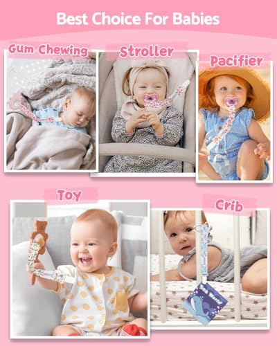 Image of ALVABABY Pacifier Clips 8 Pack Pacifier Binky Paci Holder Leashes for Baby Teethers Floral 8DP14