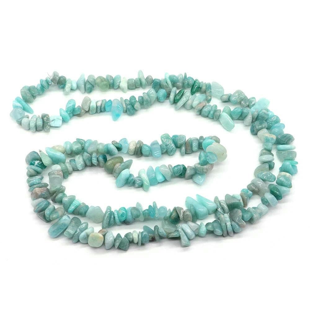 Natürliche blaue Amazonit-Splitter, Steinperlen, unregelmäßige Kieskristallperlen zur Schmuckherstellung, DIY-Armband, Halskettenzubehör – Blauer Amazonit – 10 Stück (ca. 81 cm)