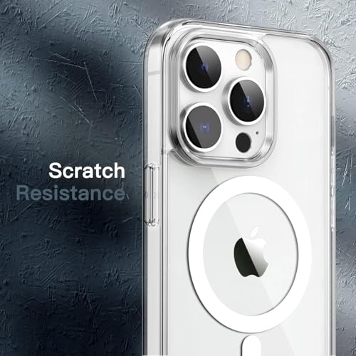Image of JGD Magnetic Case for iPhone 14 Pro Compatible with MagSafe, Shockproof Phone Bumper Cover, Anti-Scratch Clear Back (Clear)