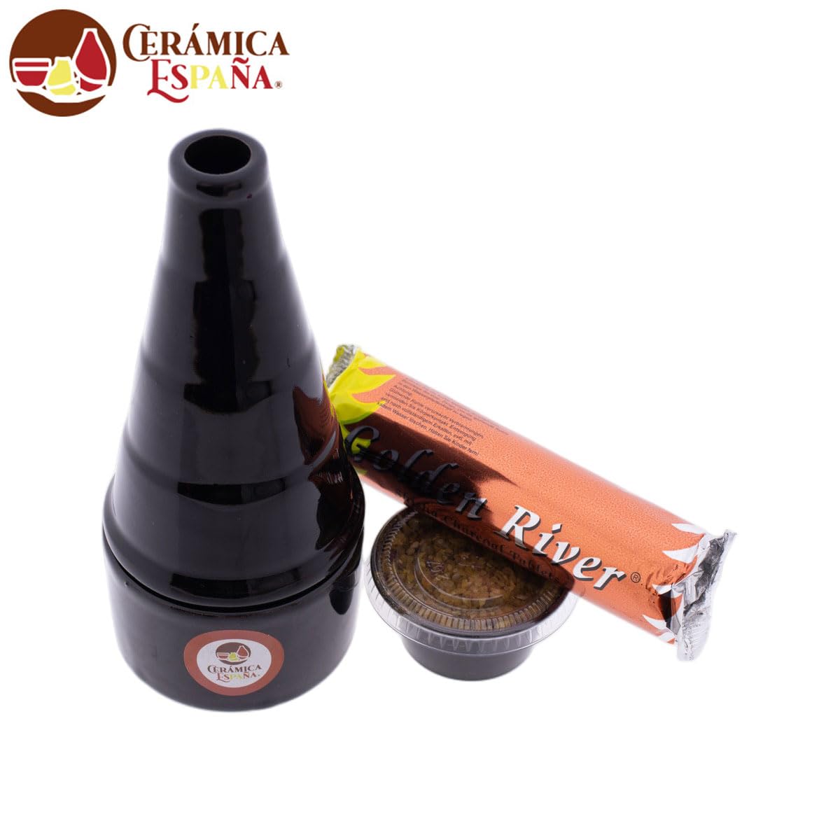 CERÁMICA ESPAÑA® Incenso per camino nero, incenso religioso, incenso in argilla, incenso Pasqua Santa, bruciatore profumo, 8 x 8 x 18 cm, accessori inclusi