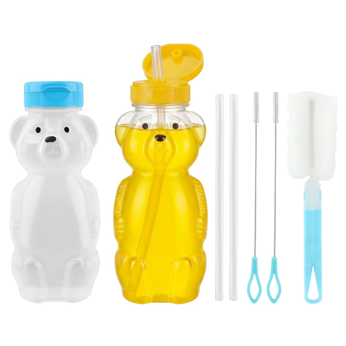 SNOWIE SOFT® Straw Cups Juice Bear Bottle with Long Straws Spill Proof Sippy Cup for Baby Toddler Speech and Feeding Training 230ml-image-18