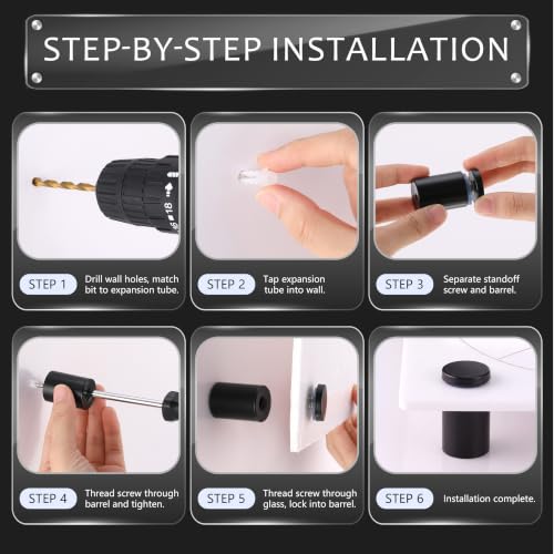 Image of Pelopy 12 Pcs Sign Standoff Screws Advertising Screws Stainless Steel Wall Standoff Mounts Glass Acrylic Nail (1 x 1-5 /8 Inch,Black)
