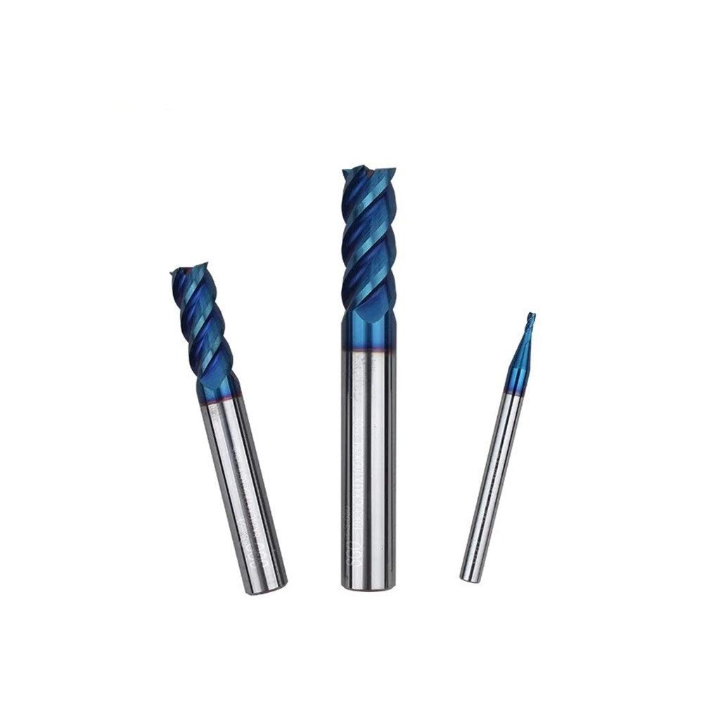 Torneado y ranurado de plaquitas metálicas para torno HRC65 cuatro ranuras 4 mm 8 mm 10 mm de cabeza plana de aleación de fresa Alemania importó azul estupendo duro acero de tungsteno fresa (Size : 1